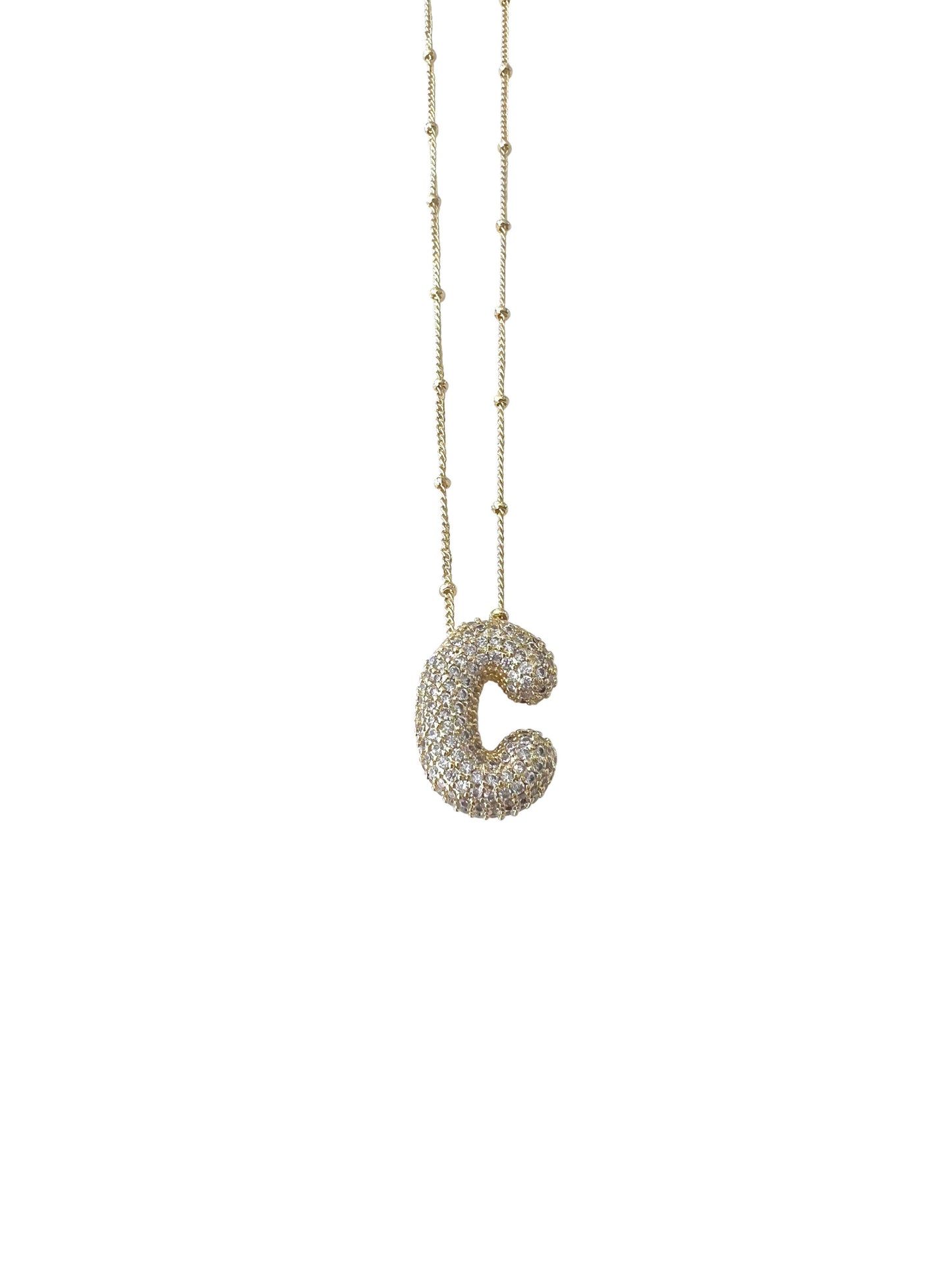 Bubble Pave Initial Necklace- Individual