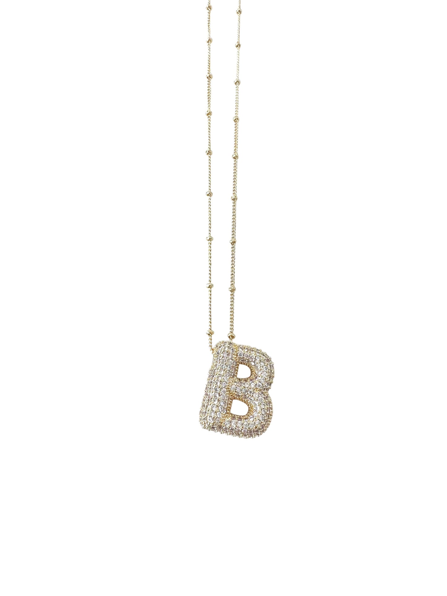 Bubble Pave Initial Necklace- Individual