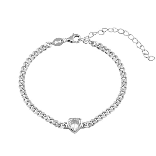 Diamond Heart Cuban Bracelet