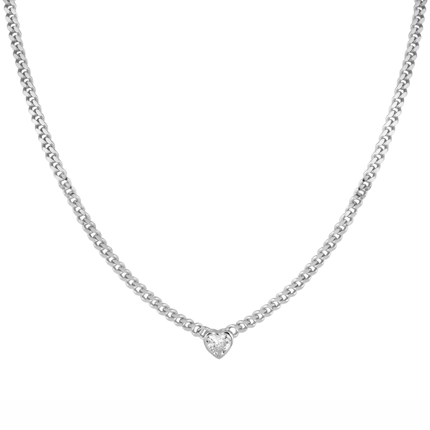 Diamond Heart Cuban Necklace