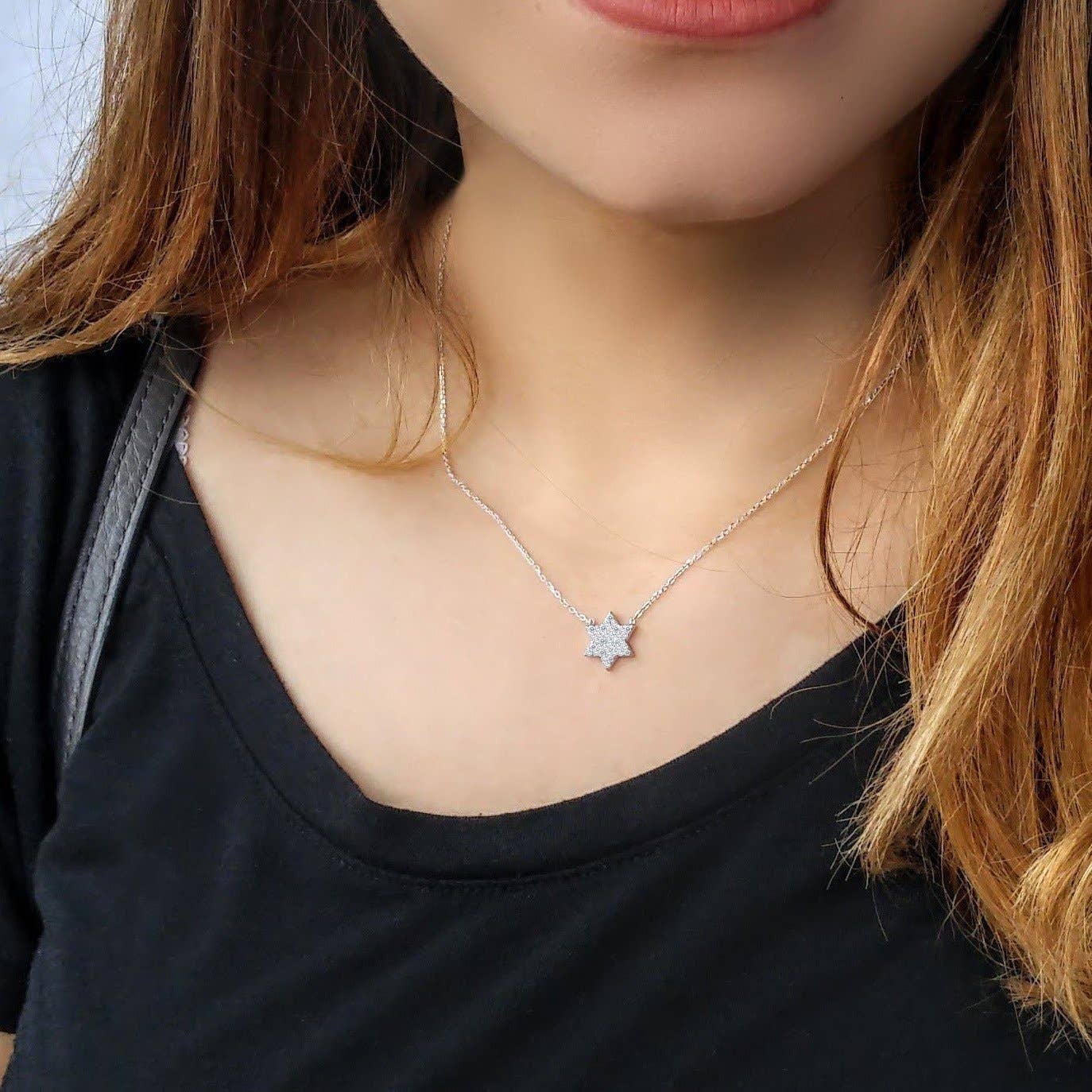 Sparkling Jewish Star Necklace