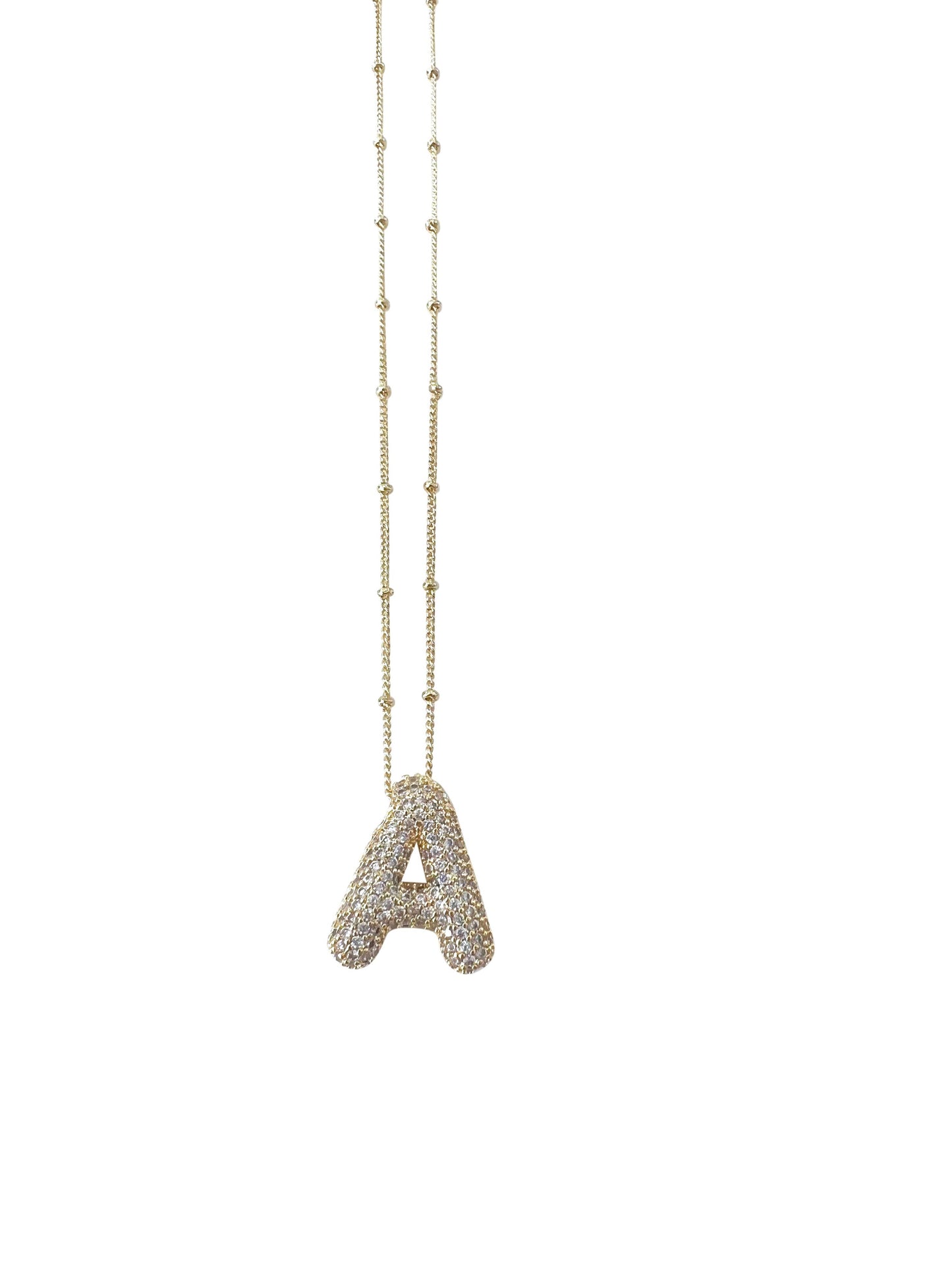 Bubble Pave Initial Necklace- Individual