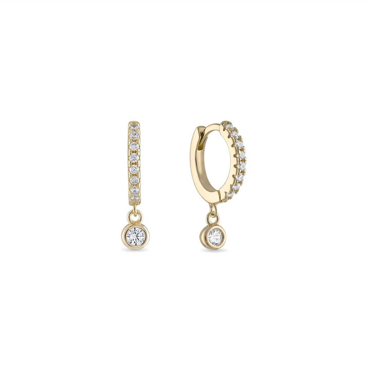 CZ Pave Dangle Huggie Earrings